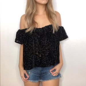 off the shoulder velvet top